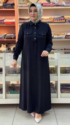 Gaze - Düğme Detaylı Elbise Siyah/5038