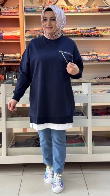 Puane - Fermuar Aksesuarlı Tunik Lacivert/10620