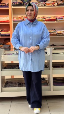 SHURP - Manşeti Bağcık Detaylı Tunik Bebe Mavi/2905