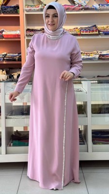 Janset - Taş Detaylı Abiye Pudra/8359